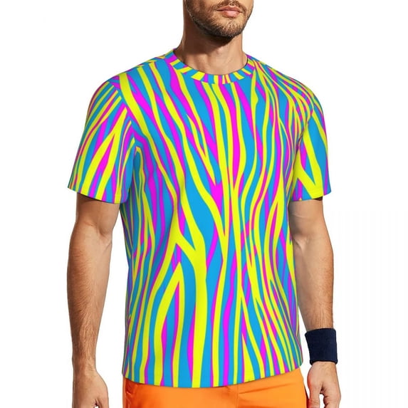 T Shirt For Men Zebra Print Animal Stripes Hippie Gym T-Shirts Short Sleeve Comfortable Tops Summer
