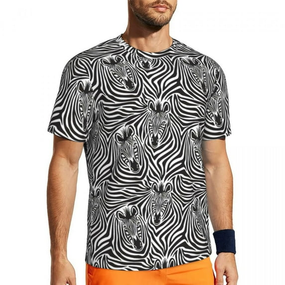 T Shirt For Men Zebra Print Animal Stripes Hippie Gym T-Shirts Short Sleeve Comfortable Tops Summer