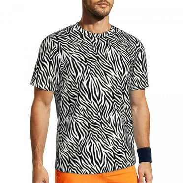 T Shirt For Men Zebra Stripes T-Shirt Animal Skin Print Harajuku Gym Short Sleeves Quick Dry Tops Su
