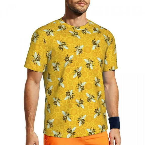 T-Shirt For Mens Flying Bees T Shirts Popular Yellow Roses Print Beach Tees O Neck Awesom