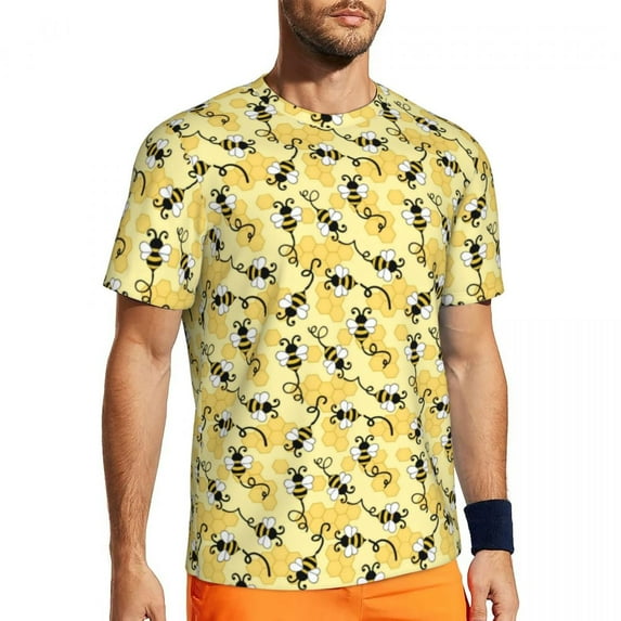 T-Shirt For Mens Flying Bees T Shirts Popular Yellow Roses Print Beach Tees O Neck Awesom