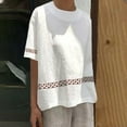 thumbnail image 1 of T Shirt For Women 2024 Cotton Linen Oversized T Shirts for Women Crewneck Short Sleeve Casual Summer Tops Lightweight Loose High Low Blouse, 1 of 6