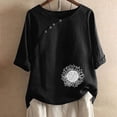 thumbnail image 1 of T Shirt For Women 2024 Cotton Linen Oversized T Shirts for Women Crewneck Short Sleeve Casual Summer Tops Lightweight Loose High Low Blouse, 1 of 4