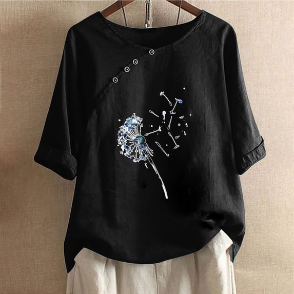 T Shirt For Women Loose Fit Blouse Basic Short Sleeve Tees Crewneck Fashion Tops Cotton Linen Lightweight Casual Summer Clothes 2024