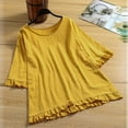 thumbnail image 1 of T Shirt For Women Plus Size Cotton Linen Oversized T Shirts for Women Crewneck Short Sleeve Casual Summer Tops Lightweight Loose High Low Blouse, 1 of 3