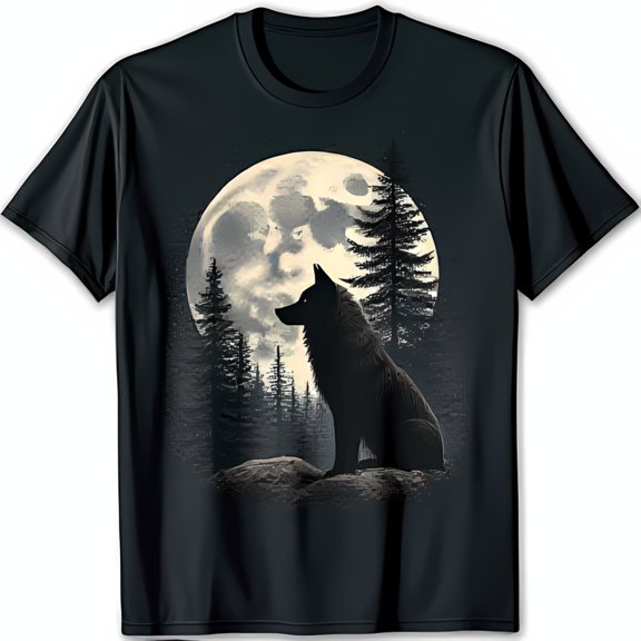 T-Shirt Full Moon & Forest Graphic Design