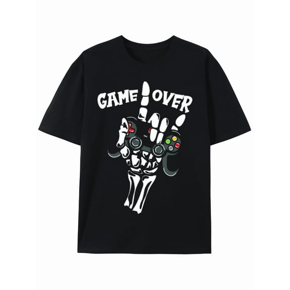 T-Shirt Game Over Skeleton Hand Controller T-shirt
