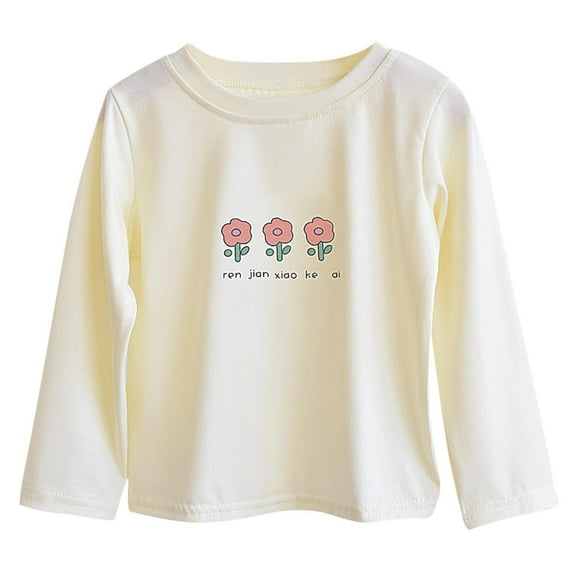 T-Shirt Girls Kid Cute Graphic Print Cotton Top Round Neck Short Sleeve Tee Summer Casual Shirt Lightweight Soft School Christmas T-Shirt Age 3-12 5-6 Years Beige