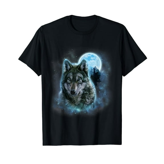 T-Shirt, Grey Wolf Hunting Ground, Icy Moon, Forest, Galaxy T-Shirt