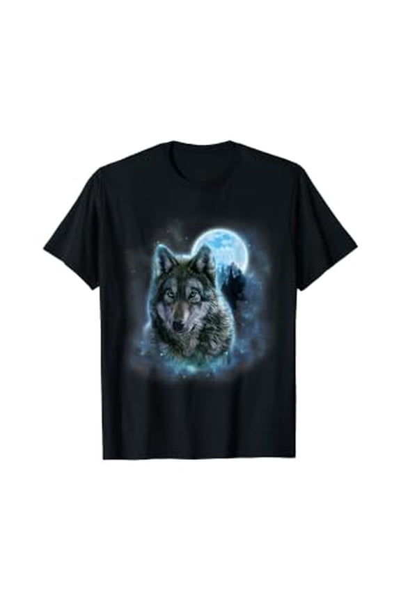 T-Shirt, Grey Wolf Hunting Ground, Icy Moon, Forest, Galaxy, Unisex T-Shirt