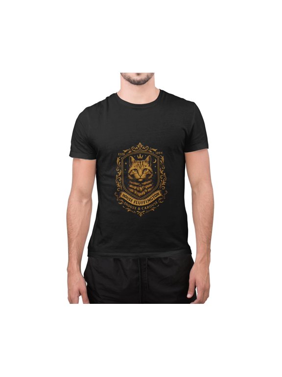 T-Shirt House Fluffington - Snooze & Carouse - Royal cat crest for fluffy noble houses - Funny Cat Lover T-Shirt