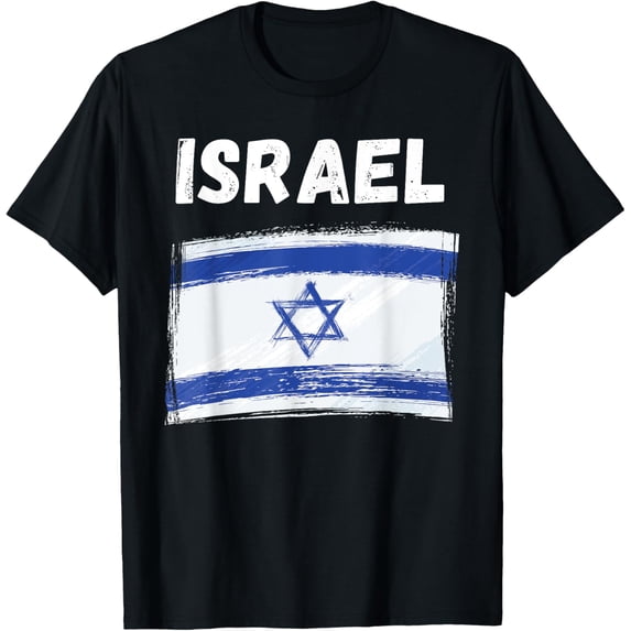 T-Shirt Israel Flag Holiday Vintage Grunge Israeli FlagMen's and women's gift, black and white T-shirt, size: Extra large S-4XL