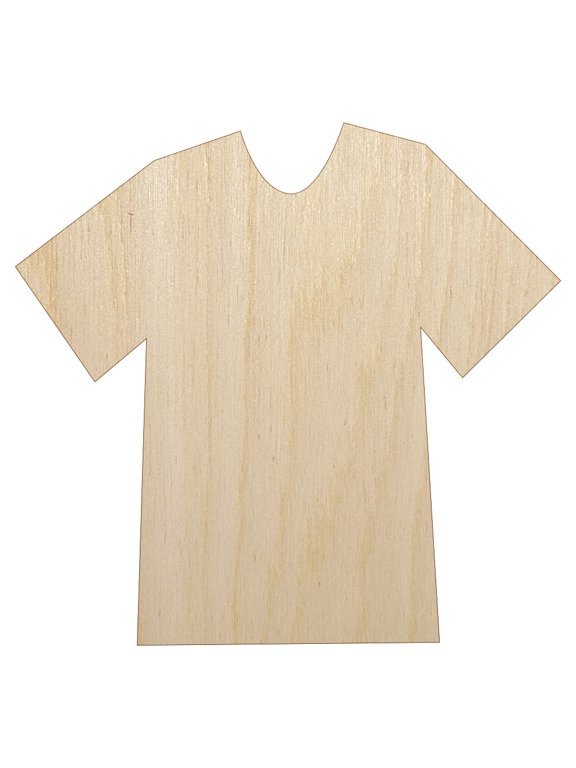 T-Shirt Laundry Solid Wood Shape Unfinished Piece Cutout Craft DIY Projects - 4.70 Inch Size - 1/4 Inch Thick