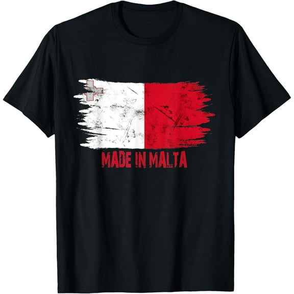 T-Shirt Made Malta Flag Maltese Proud in MaltaMen's and women's gift, black and white T-shirt, size: Extra large S-4XL