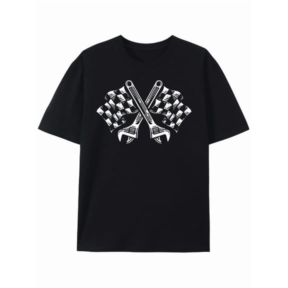 T-Shirt Mechanic's Pride: Crossed Wrenches & Checkered Flags T-shirt