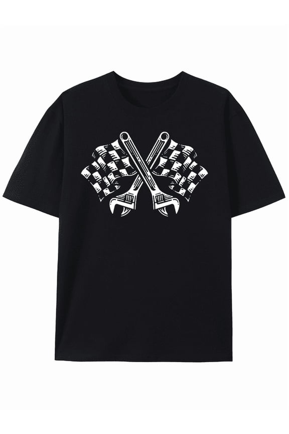 T-Shirt Mechanic's Pride: Crossed Wrenches & Checkered Flags T-shirt
