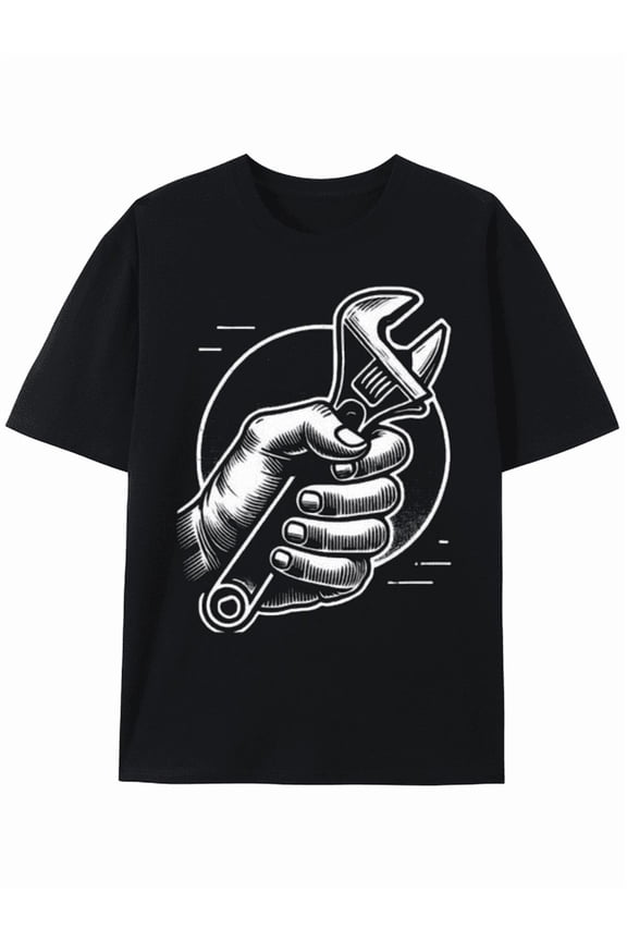 T-Shirt Mechanic's Pride: Wrench Graphic Black T-shirt