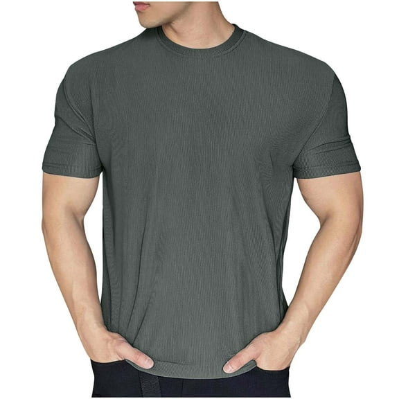 T Shirt Men Fashion Shirt Classic Short/Long Sleeve Men's Tshirts Cotton Cool Mens XL Tshirts Heavy Weight Cotton Dark Gray XL