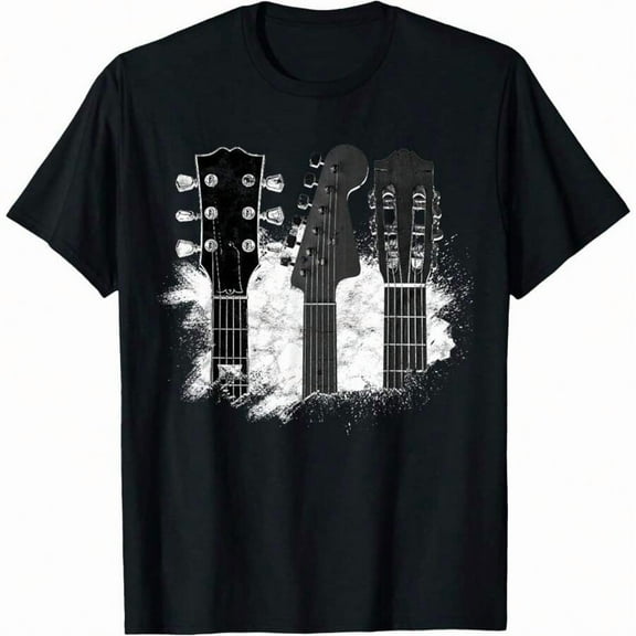 T-Shirt For Men Men's Graphic T-Shirt Guitar Player Gifts Rock N Roll Musician Festival Music T-Shirt Soft Fabric, Breathable, Comfortable Short Sleeve T-Shirts Perfect For Summer