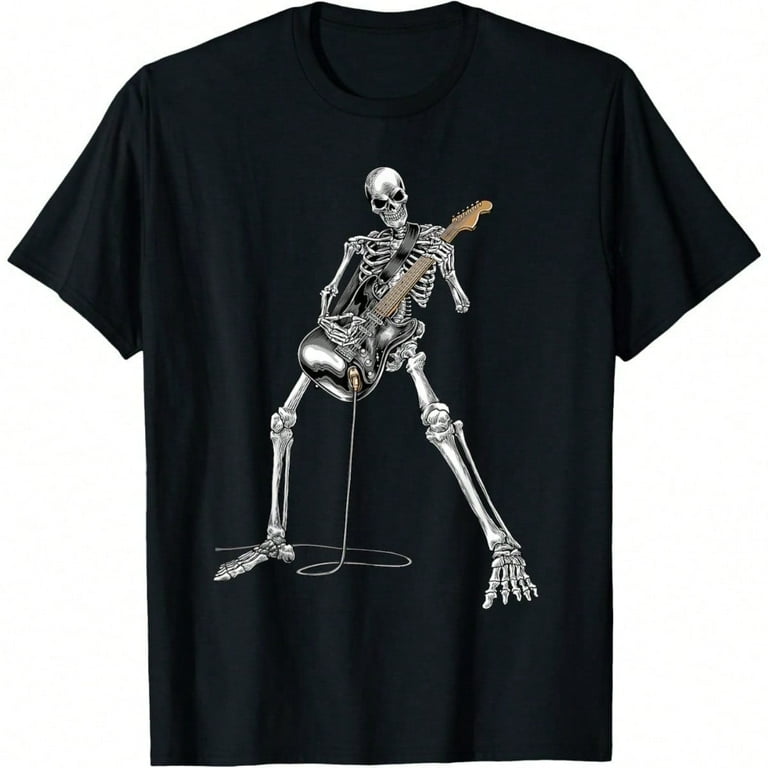 T-Shirt For Men Men's Graphic T-Shirt Skeleton Playing Guitar