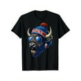 thumbnail image 1 of T-Shirt for Men & Women - 100% Cotton, Super Soft & Breathable, Casual Black Crew Neck with Colorful Buffalo Head Illustration, Short Sleeve, Perfect for Daily Wear & Gifts, Summer Tshirt|Crew Neck, 1 of 6