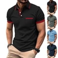thumbnail image 1 of T Shirt Muscle Gym Workout Athletic Tee Men's Clothing Men's Colorblocked Pocket Short Sleeve Button-Up Turndown Collar Pullover Casual Fashion Top Blue Xl, 1 of 5