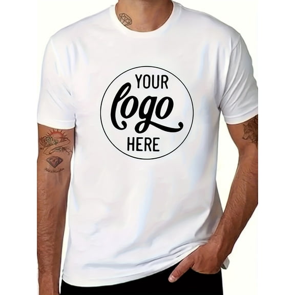 T-Shirt - Personalized Front Print with Text/Image/Logo, Round Neck Short Sleeve Casual Tee, Breathable & Durable for Summer Outings, Machine Washable, All-Season Comfort