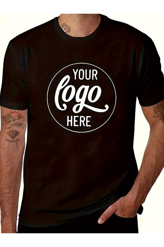 T-Shirt - Personalized Front Print with Text/Image/Logo, Round Neck Short Sleeve Casual Tee, Breathable & Durable for Summer Outings, Machine Washable, All-Season Comfort