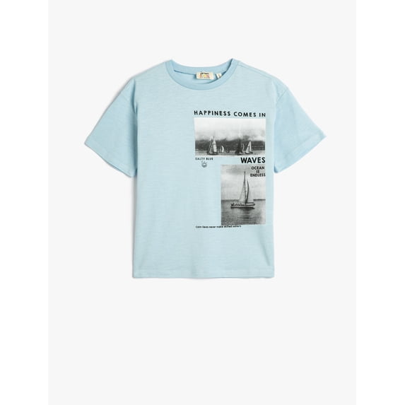 T-Shirt Printed Short Sleeve Crew Neck Cotton