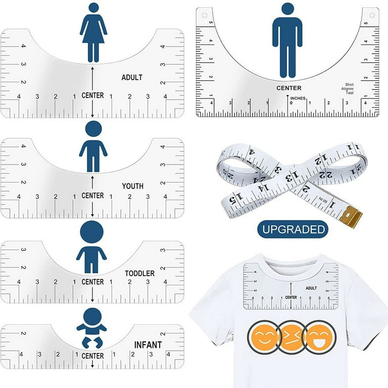 6 Pcs Tshirt Ruler Guide for Vinyl Alignment - T Shirt Rulers to Center  Designs