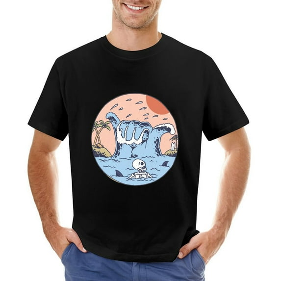 T-Shirt Skeleton Shaka Wave Graphic Men's Surf Beach Summer Tee