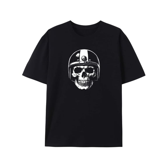 T-Shirt Skull Biker Helmet Graphic Tee - Bold And Edgy Design, Retro Unisex Shirt Graphic Tee Tshirts,Simple Design, Knitting Process