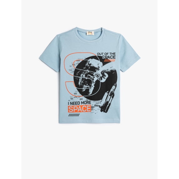 T-Shirt Space Themed Short Sleeve Crew Neck Cotton