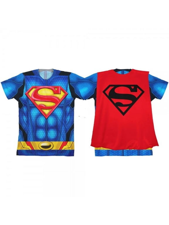 T-Shirt - Superman - Boys Sublimated Caped Tee-M Costume Cosplay ts4kjtspm-m