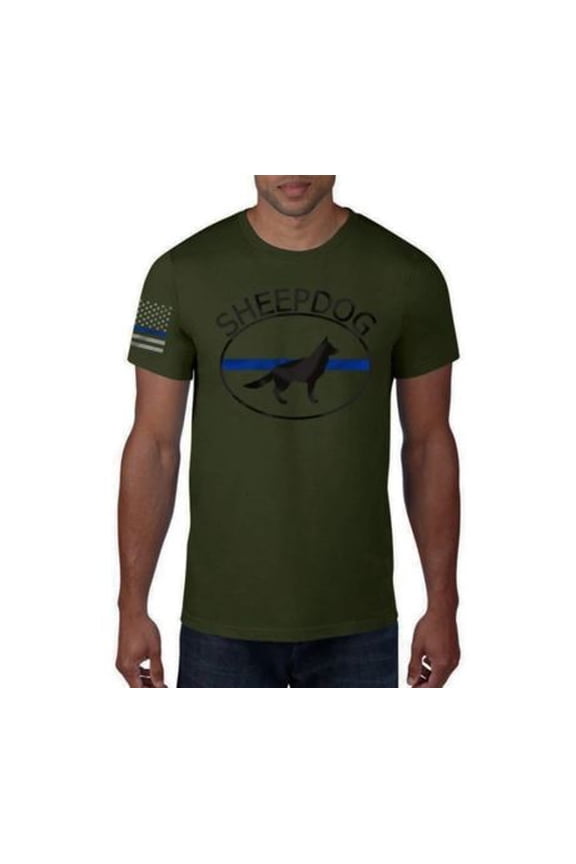 Thin Blue Line Men's T-shirt - Sheepdog, Green -