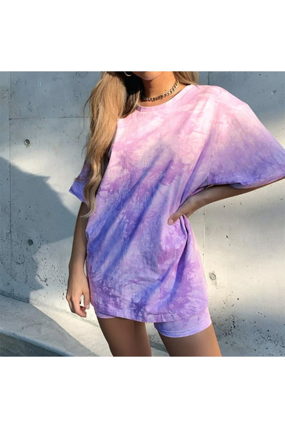 T-Shirt Tops And Biker Shorts Sets Tracksuit 2 Piece Outfits For Women Up to 65% off