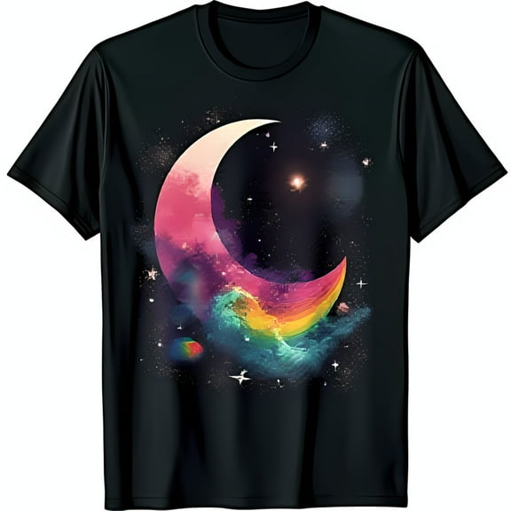 T-Shirt Vibrant Pink & Blue Design on Black