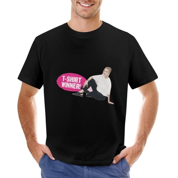T-Shirt-Winner Vintage T-shirt Mens Cotton Classic Crewneck Short Sleeve Tees Unisex Black L
