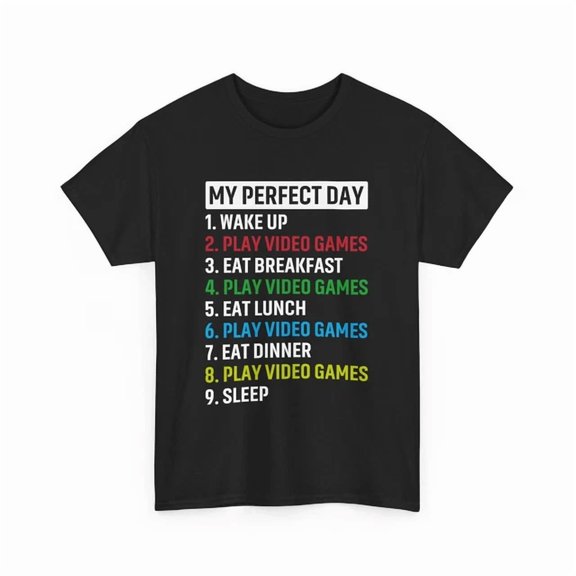 T-Shirt With Gamer Perfect Day T-Shirt S-5XL, Retro Gamer Tee, Geek Graphic Shirt, Vintage Birthday Gift
