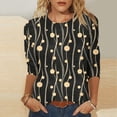 thumbnail image 1 of T Shirt for Women Crewneck Three Quarter Sleeve Fashion Loose Fit Abstract Swirl Dot Print Soft Breathable Lightweight Graphic Loungewear Daily Wear Summer Fall Tops, 1 of 5