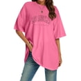thumbnail image 1 of T Shirt Women Oversized T Shirts V Neck Striped Tees Summer Half Sleeve Comfy Cozy Tunic Tops Plus Size Womens Summer Tops Hot Pink S, 1 of 5