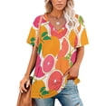 thumbnail image 1 of T-Shirt Women'S Grapefruit Harvest Ruffle Short Sleeve T Shirts Summer V Neck Tops Fashion Casual Tee Shirt Pattern Fruit Floral Flower, 1 of 1