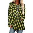thumbnail image 1 of T-Shirt Women'S Green Olives With Red Pimentos-Novelty Food Pattern Ruffle Short Sleeve Women's V Neck Print Tops Olive Olives, 1 of 1