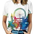 thumbnail image 1 of T-Shirt Women'S London Skyline Ruffle Short Sleeve V Neck Shirts Pattern Cute Tops Casual Tee London England London Skyline London City, 1 of 1