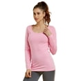 thumbnail image 1 of T-Shirt - Women's Fitted Cotton Long Sleeve Scoop Neck Tee M, Pink, 1 of 4
