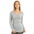 thumbnail image 1 of T-Shirt - Women's Fitted Cotton Long Sleeve Scoop Neck Tee S, Heather Gray, 1 of 4