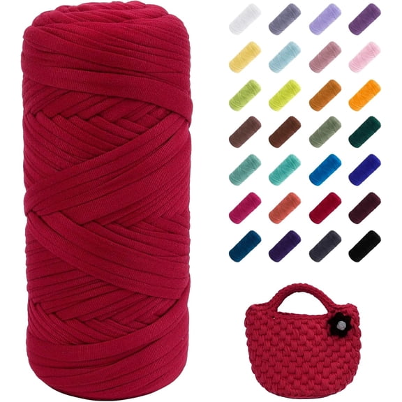 T-Shirt Yarn, 200g/196ft Elastic Fabric Cloth Knitting T Shirt Yarn, Thick Crochet Yarn for Crocheting Bags/Baskets/Rugs, Home Decor, DIY Crafts