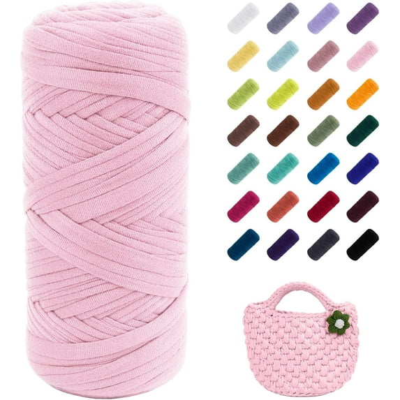 T-Shirt Yarn, 200g/196ft Elastic Fabric Cloth Knitting T Shirt Yarn, Thick Crochet Yarn for Crocheting Bags/Baskets/Rugs, Home Decor, DIY Crafts