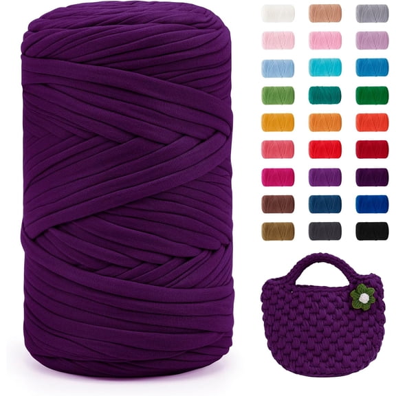 T-Shirt Yarn, 400g/131 Yards Elastic Fabric Crochet Cloth T Shirt Yarn, Thick Hand Knitting Yarn for Crocheting Bags/Baskets/Rugs, Home Decor, DIY Crafts