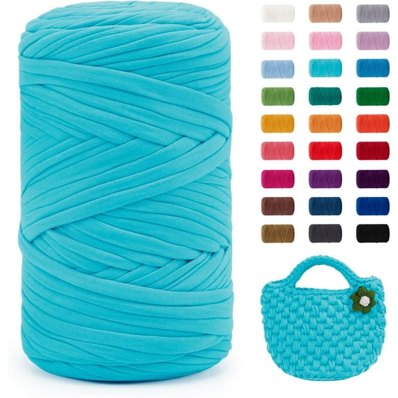 T-Shirt Yarn, 400g/131 Yards Elastic Fabric Crochet Cloth T Shirt Yarn, Thick Hand Knitting Yarn for Crocheting Bags/Baskets/Rugs, Home Decor, DIY Crafts